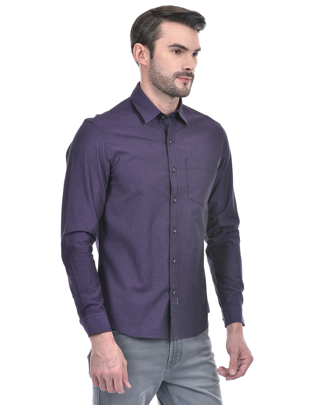 Numero Uno Men Abstract Purple Shirt